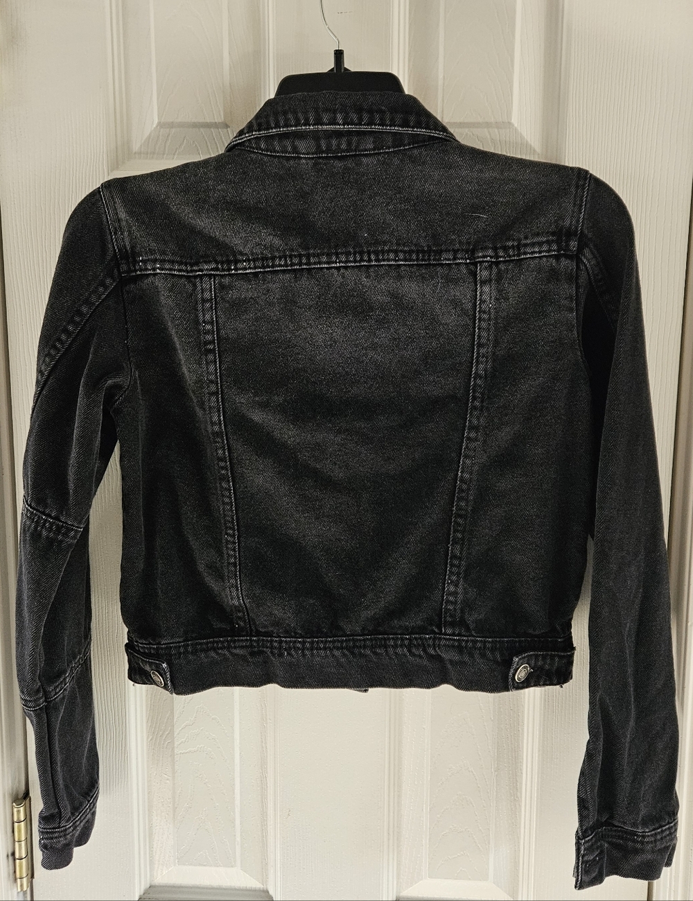 Free People Black Womens Denim Jacket, P2P 18" Fits Like Sm, EC - Picture 2 of 7